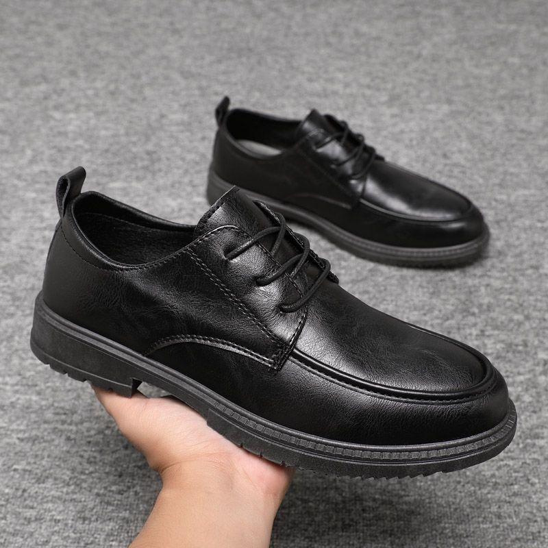 Lace Up Black Low Heel Low-Top Male Casual Shoe Common Luxury Sale Footwear Offer Social Cowhide Summer On Men's Leather Shoes