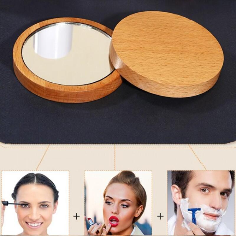 Wood Mini Round Hand Mirror