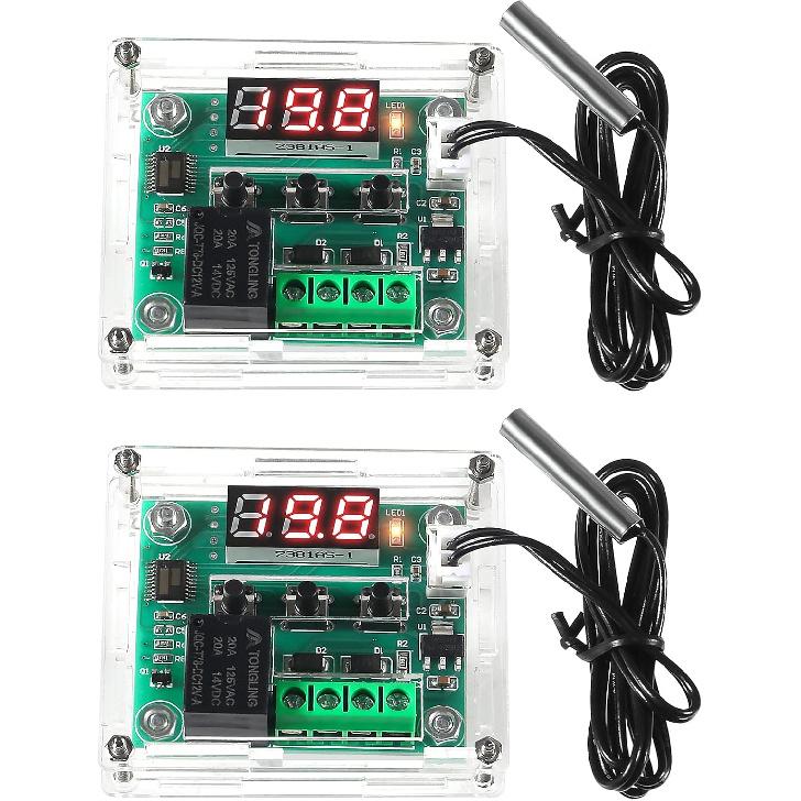 2PCS W1209 Temperature Controller Module,LED Display Digital Thermostat Module with Case DC 12V Digital Electronic Temperature Temp Control Module