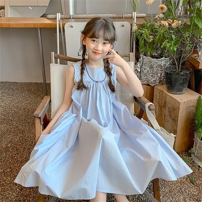 Summer Girl Sweet Dress Kid Clothing Sleeveless Soft Large Skirt Children Knee-length Dresses