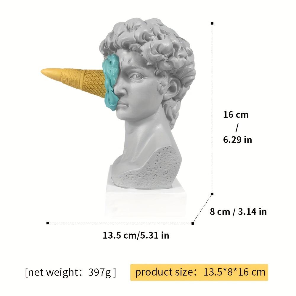 1Pc Whimsical David Sculpture With Ice Cream Cone Modern European Style Art Figurine For Home Living Room Desktop Decoration