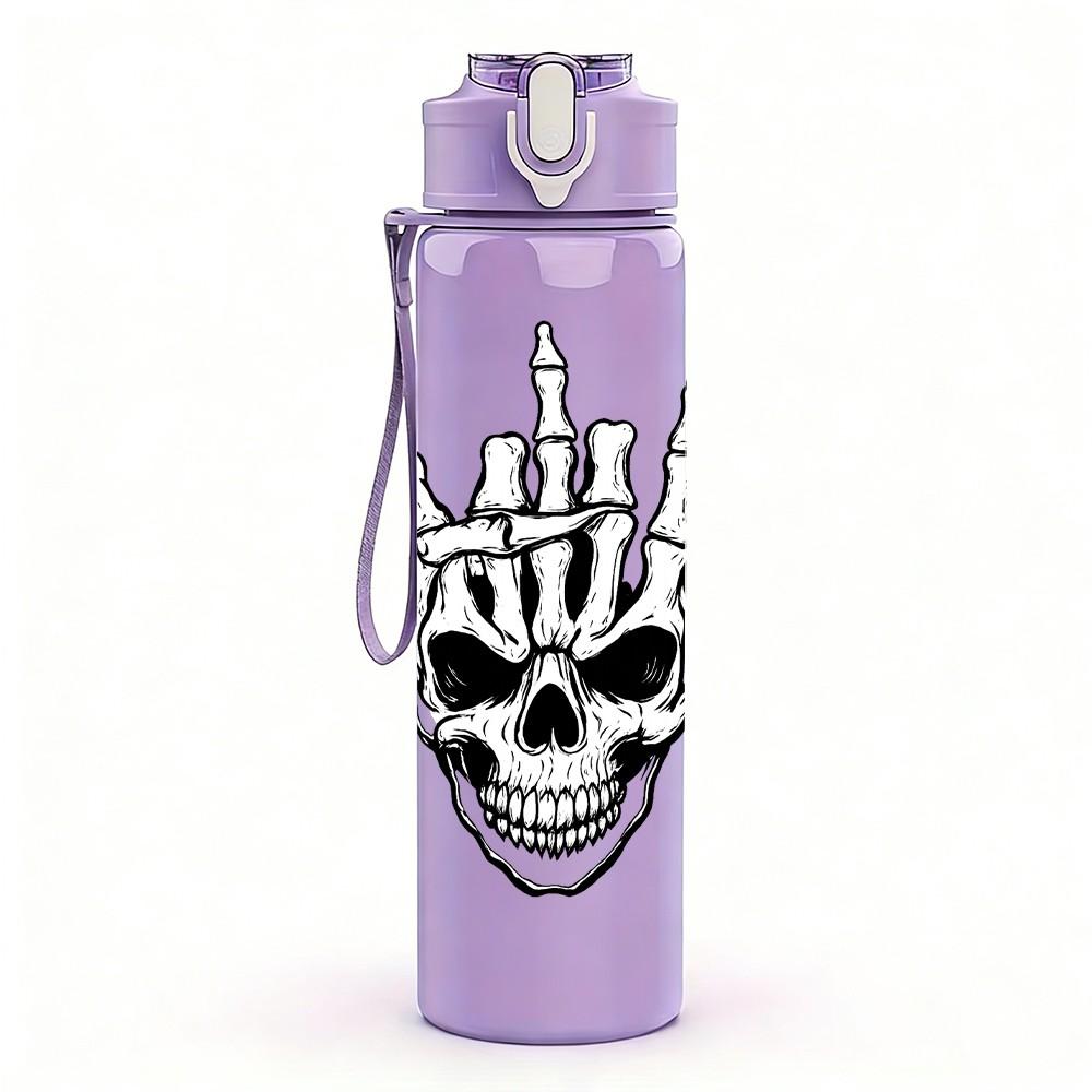 1PC Rock Hand Skull Sign 750ml Color Plastic Sports Water Bottle Leakproof Flip Straw Lid Suitable for Sports Office Home Use