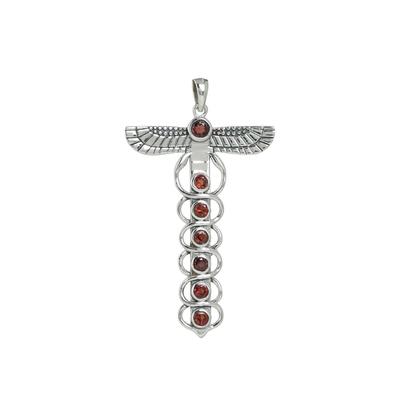 Garnet Silver Cross Pendant, Silver Charm Pendant, 925 Sterling Silver Handmade Jewelry, Crystal Healing Unisex Pendant Ap7123