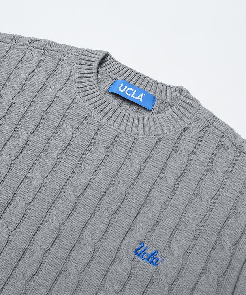UCLA Unisex Round Neck Cable Knit [M-Grey](Uzalk8A_51)