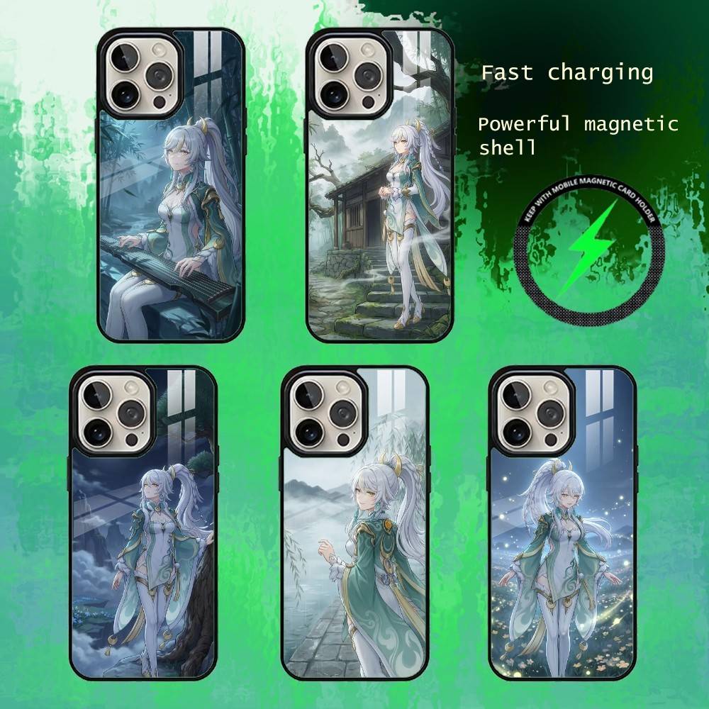 ZiBai G-Genshin I-Impact Phone Case For iPhone17,16,15,14,13 Plus,Pro Max Magnetic For Magsafe Wireless Charging