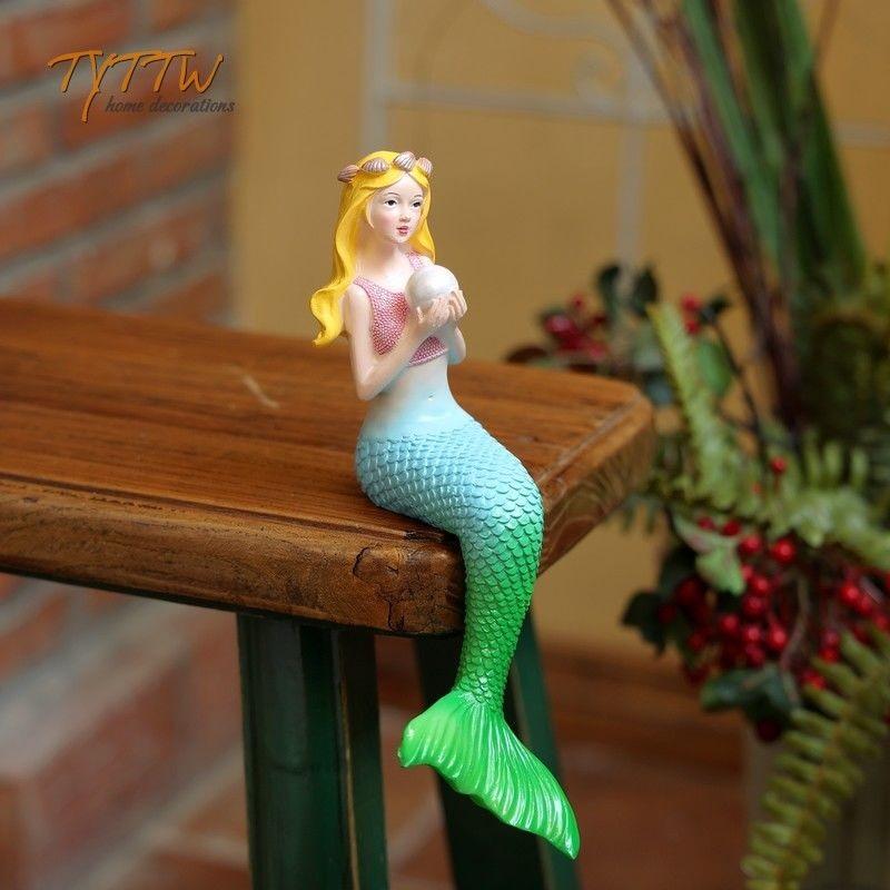 Fish tank landscaping Mermaid Garden Terrace Garden Decoration Desktop Home Resin Ornament Pool Balcony Decoration