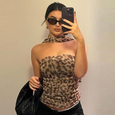 Leopard Print One-tube Top Slimming Thin Vest