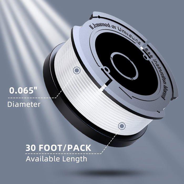 Bobine de Fil Coupe Bordure - TRAHOO - Compatible Black &amp; Decker - 8 Pack - 1.65mm - Résistance à l'abrasion