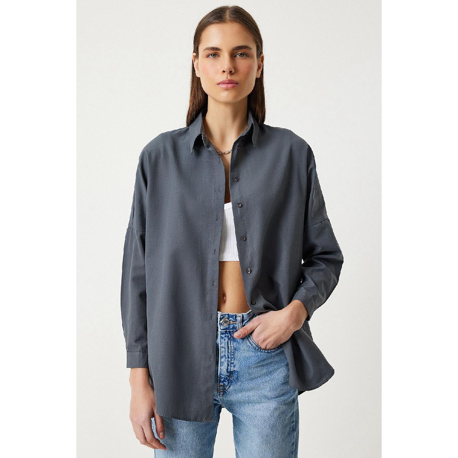 

Oversize Basic Shirt Smoked 36 сірий колір