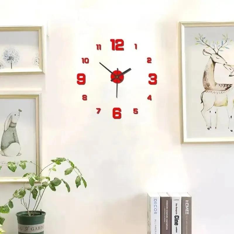 Digitale Uhr Wohnzimmer Große Dekoration für Schlafzimmer Garten Acryl Spiegel Aufkleber Uhr Wanddekor Uhren Uhren LED Zuhause