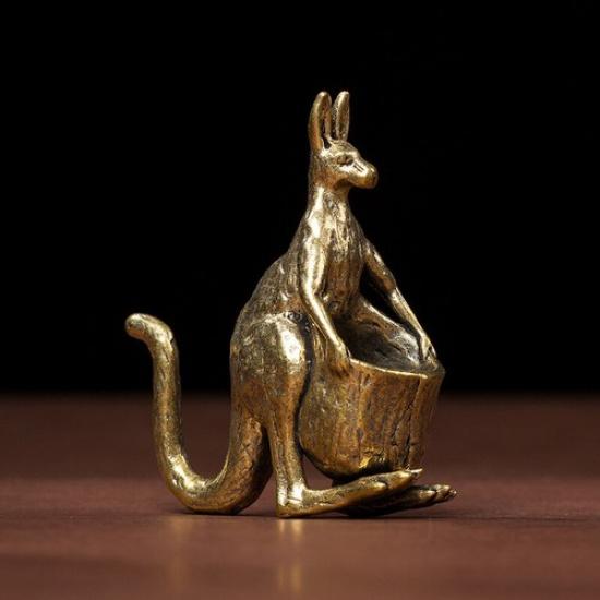Tabletop Figurine Brass kangaroo Animal Statue Sculpture Home Decor Gift