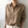 Camicia in Lino di Cotone da Donna Indossare Abbigliamento Primavera Autunno Stile Retro di Hong Kong Design Bianco Top Casual Popolare