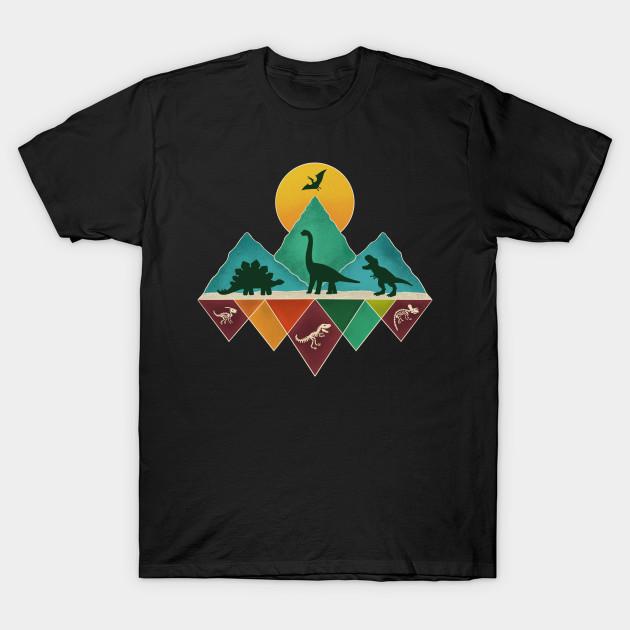 Men Black Print T-shirt Dinosaurs Landscape No-Cut Transfer Paper Print Cotton Tshirt 4XL чёрный