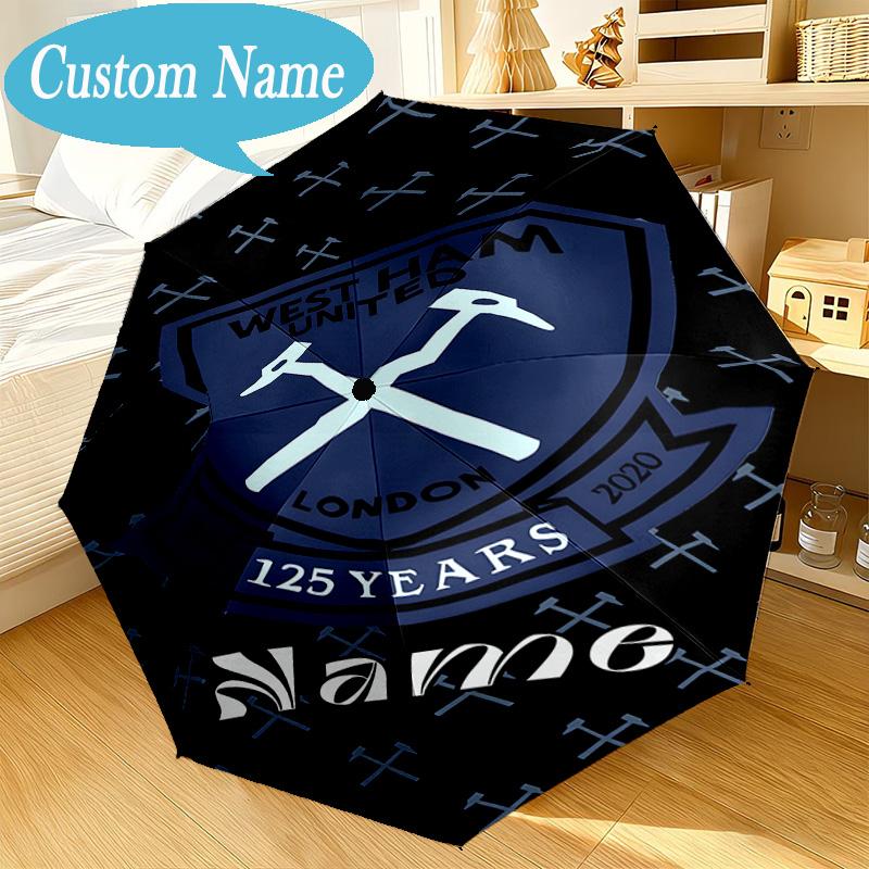 Custom Name Umbrella West-Ham Crest Umbrella 8-Frame for Travel, Camping, Casual Lightweight Portable, Essential for Family Gifts