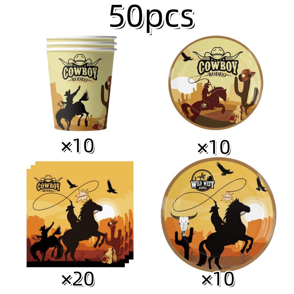 Cowboy Birthday Party Decoration Welcome To Wild West Party Supplies Tableware Balloon Cup Plate For Kids Party Favor Gifts