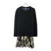BLUE LABEL CRESTBRIDGE Sanyo Shokai Check Pattern Long Sleeve Fisherman's Knitwear One Piece Women Used