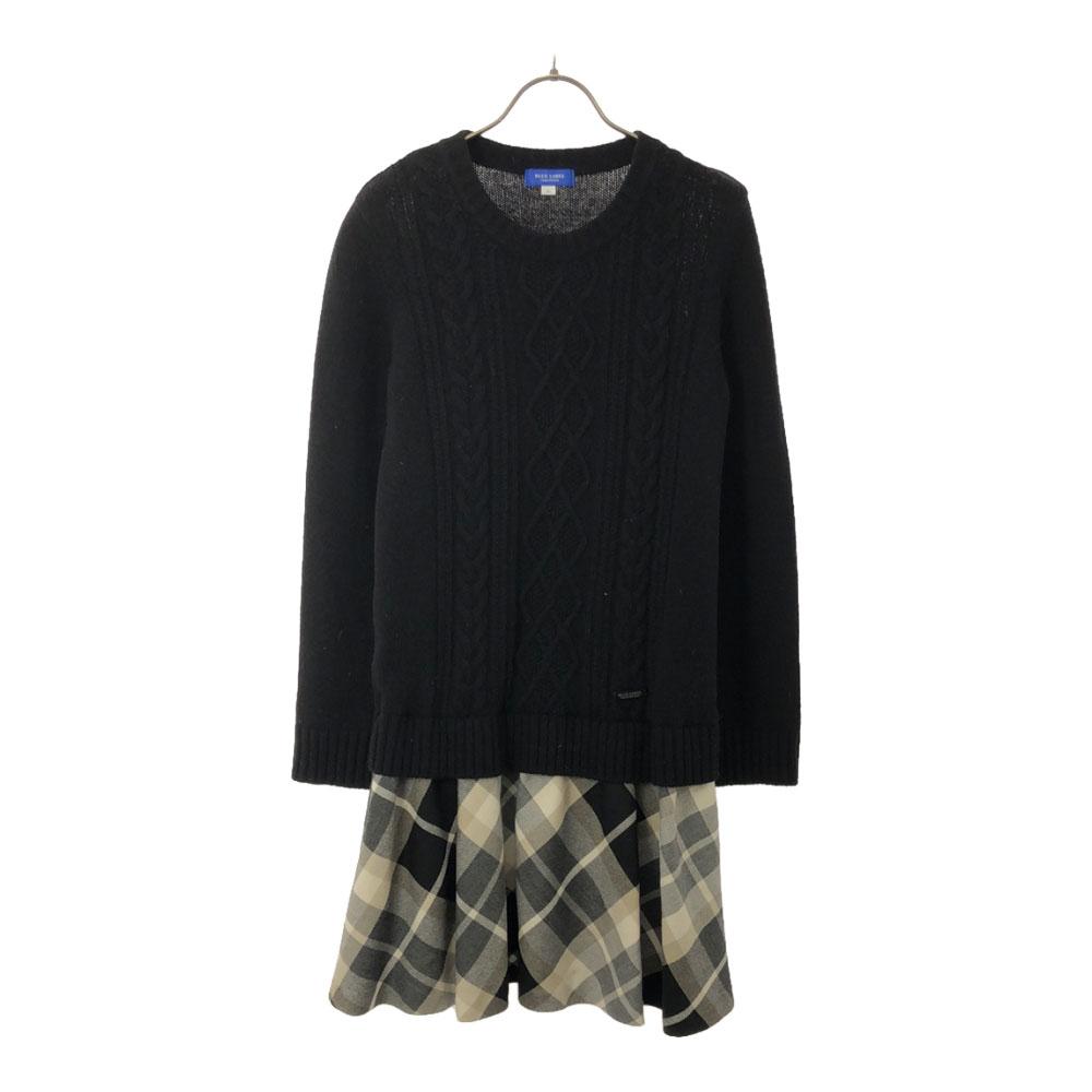 

BLUE LABEL CRESTBRIDGE Sanyo Shokai Check Pattern Long sleeve Fisherman s knitwear one piece Women Used