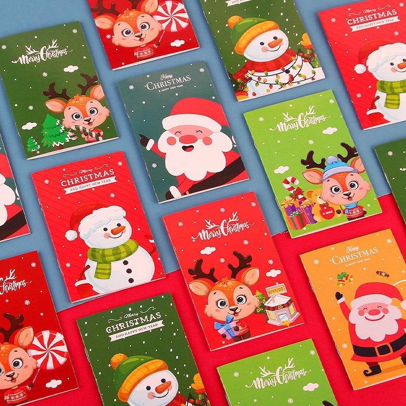20 Pieces Christmas Notebook Mini Gift Student Prizes Holiday Gift Novelty Stationery Teacher Party Favors Back To School Cartoon Journal Notepad