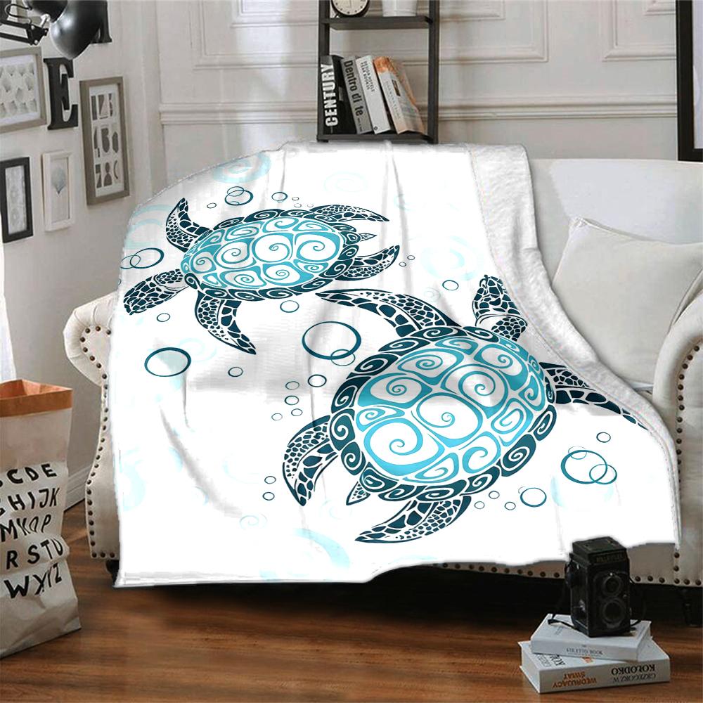 1Pc Oceanic Sea Turtle Art Blanket Soft And Comfortable Casual Warm Camping Travel Christmas Halloween Xmas Gift M928741