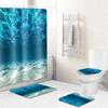 4pcs Beach Shells Shower Curtains Set Summer Waterproof Shower Curtain Anti-slip Mat Toilet Cover Set Marine Style Bathroom Deco