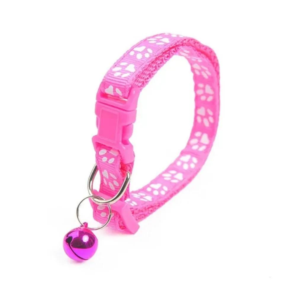 Stoffhalsband für Hunde und Katzen, Halsband mit Glocke mit einzelnen Pfotenabdrücken, Katzenschnallenhalsband