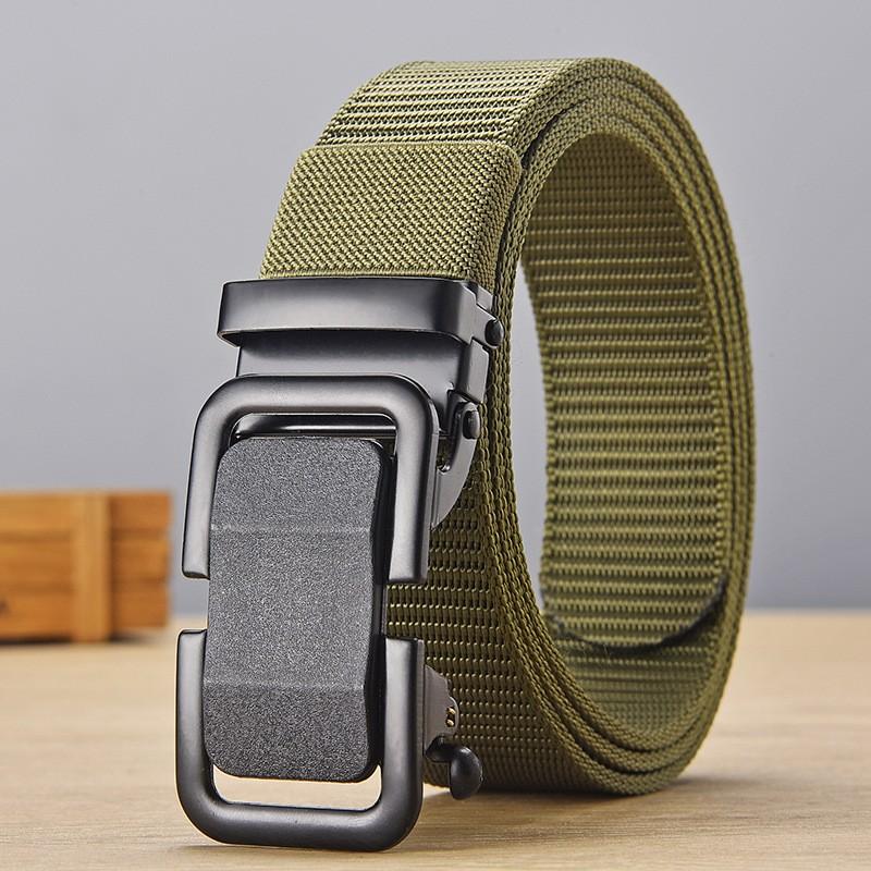 New toothless iron sheet automatic buckle nylon belt for men's outdoor leisure, breathable canvas belt, versatile pants belt