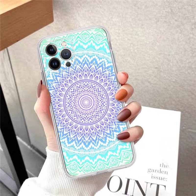Flower Of Life In Lotus Phone Case For iPhone 14 13 12 11 Pro Max XS X XR SE 2020 6 7 8 Plus Mini Transparent Shell