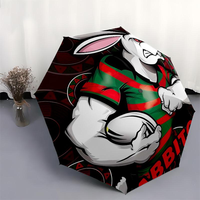 Rabbitohs, Rugby Automatic Opening and Closing, 8 Rib Structure Portable Umbrella, Suitable for Men and Women In All Seasons Perfect Gift F