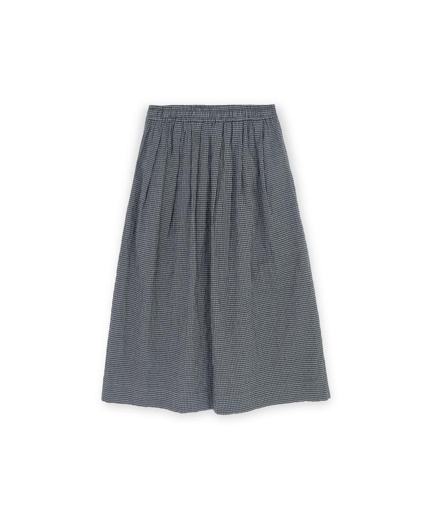 Beulaunyadeu W Shirred Midi Skirt, Gray Check