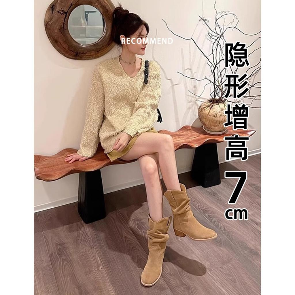 Blue Cabinet, Martin Boots Small Inner Height Boots Women's 2025 New Autumn High Heel Medium Boots Short Boots Stacking Boots
