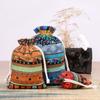 1/10PCS Ethnic Style for Weddings Christmas Stripe Buddhist Beads Sorting Bag Drawstring Pocket Bag Bohemian Jewelry Bag Cotton