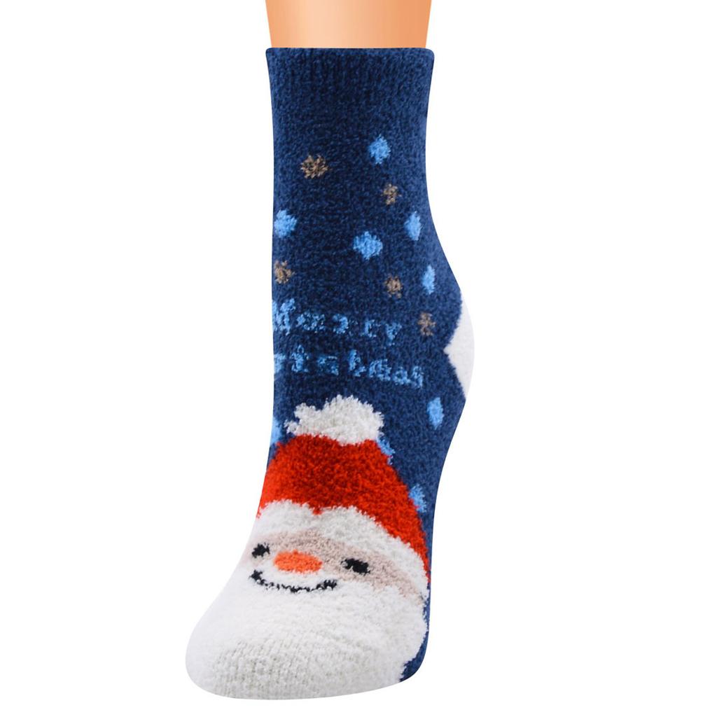 Christmas Women Coral Socks Print Thicker - Floor Carpet Socks