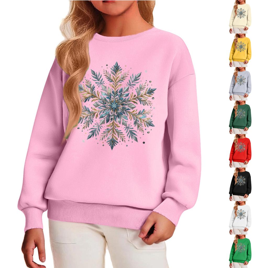 Children's Casual Round Neck Printed Pullover Long-sleeved Hooded Sweatshirt Top