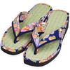 Morikuru Igusa Zori Large Size Sizes SG Wonder Zone Pattern Women's Japanese-Made Sandals, (Foot 23.5-25.5cm), TK01-28, Blue/Japanese