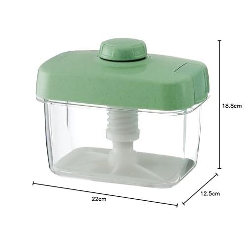 Risu Instant Pickle Container, Square, Green, 1.6L, Hi-Pet, Recipe Included, Made in Japan, S-16