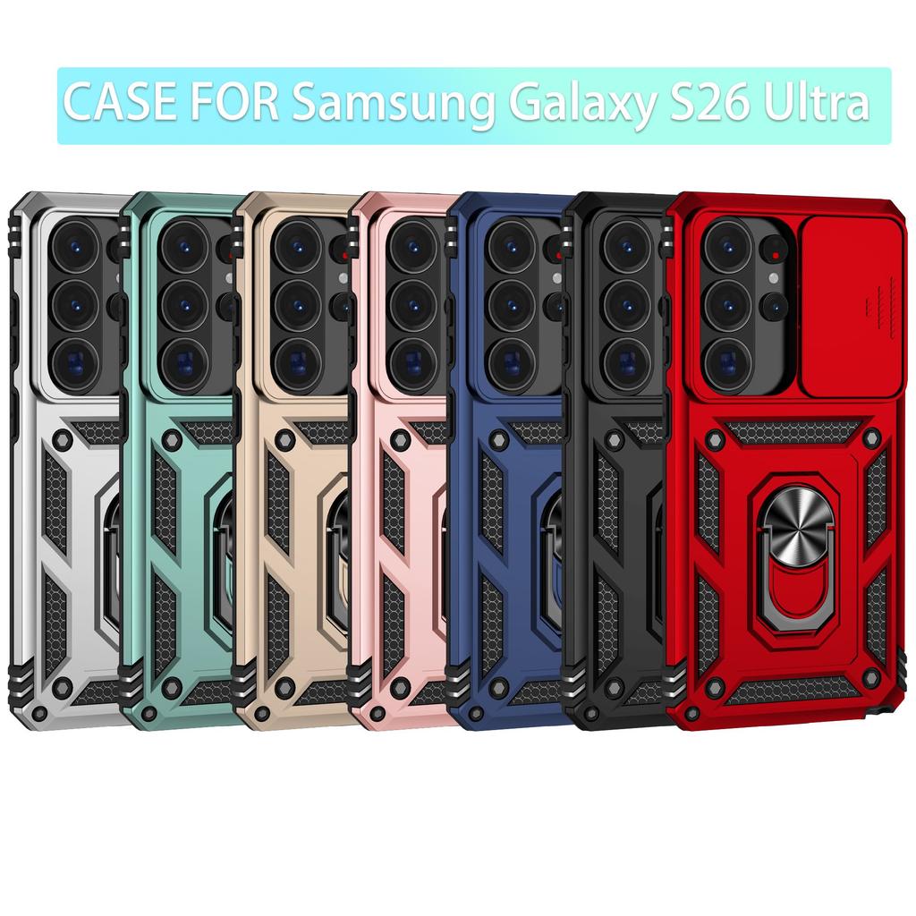Slide Lens Case For Samsung Galaxy S26 Ultra Cover Samsung Galaxy S26 Ultra Coque Fundas Military Magnet Holder Phone Bumper
