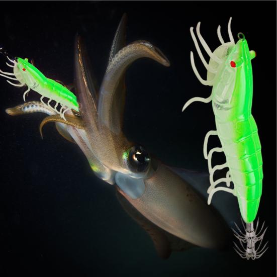 11.7cm/20.5g Fishing Lure Squid Hook Simulated Vivid Skin Bright Color Soft Feet Fine Workmanship Universal Luminous Shrimp Artificial Octopus Bait