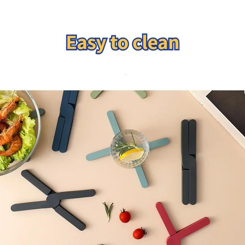 Silicone Heat Resistant Pad Foldable Non-Slip Pot Pan Mat Table Placemat Dish Plate Cross Holder Coaster Kitchen Table Placemat