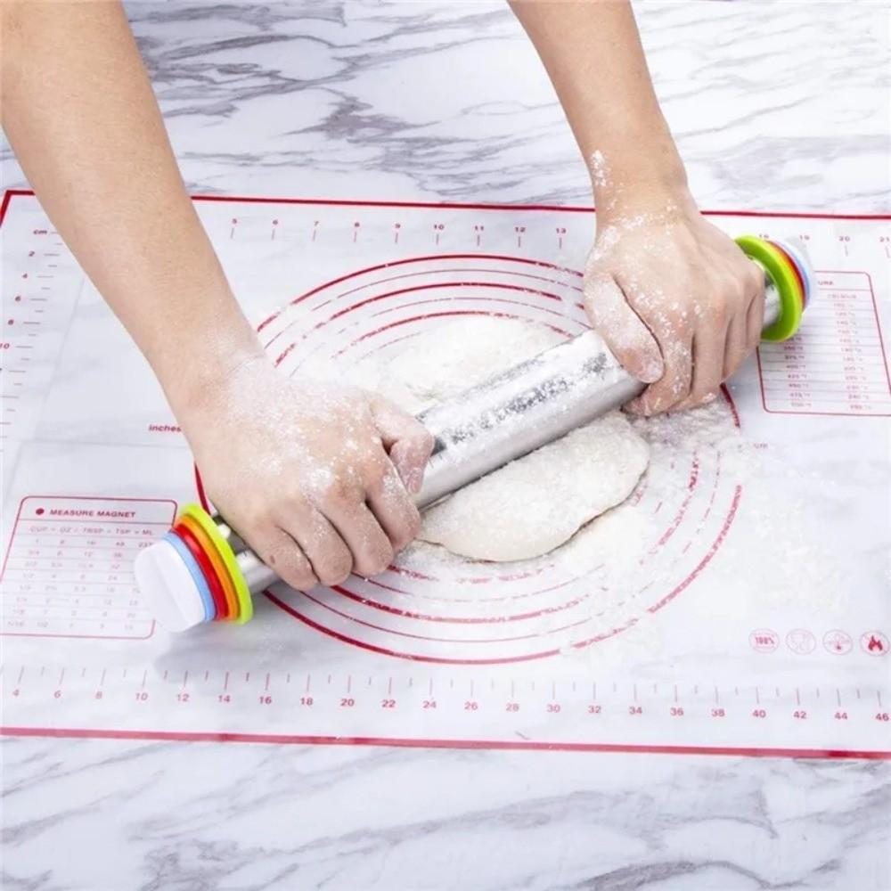 Adjustable Dough Roller Removable Rings Silicone Kneading Mat Bakery Use