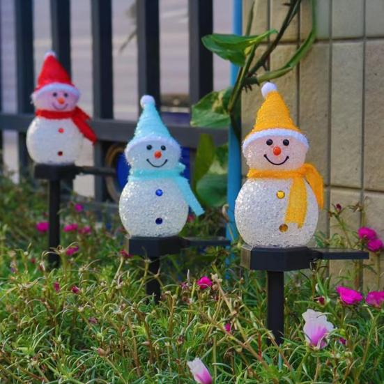Solar Powered Snowman Stake Light Outdoor Christmas Decoration for Yard Garden & Pathway Auto On/Off Waterproof Festive Atmosphere Lights