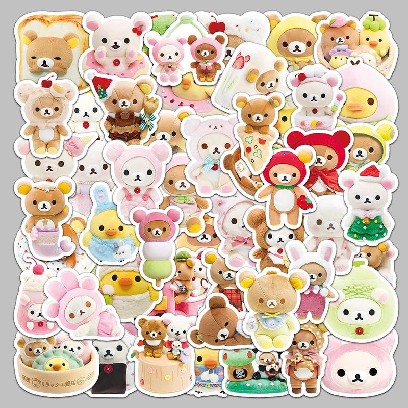 54Pcs 3D Rilakkuma Waterproof Stickers Desktop Decoration Notebook Phone Case Diy Cartoon Animal Decals Kid Toy