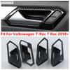 For Volkswagen T-Roc T Roc 2018 - 2025 Carbon Fiber Style Interior Inner Door Handle Bowl Frame Cover Trim Car Accessories 4PCS