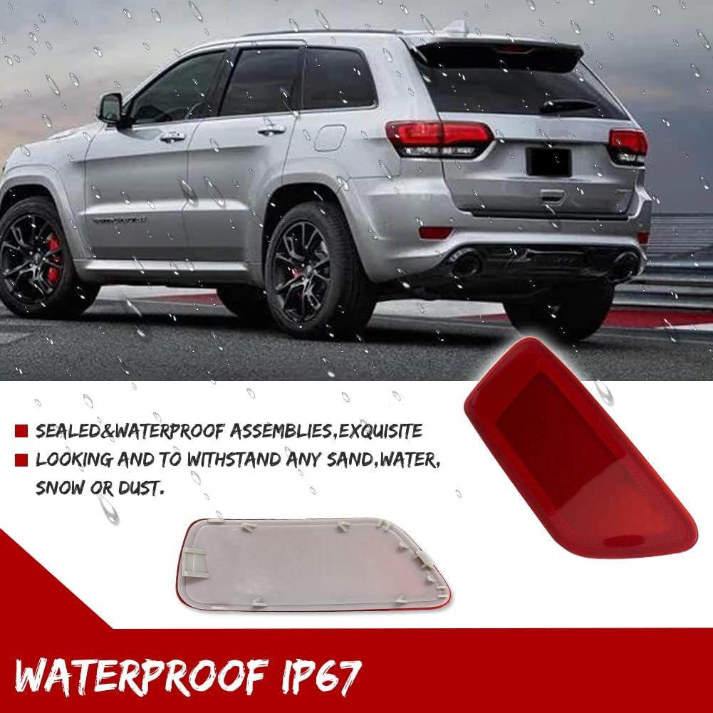 GTINTHEBOX Red Lens Rear Bumper Reflector Light Lamp Compatible with Jeep Grand Cherokee 2012-2018, Patriot 2013-2017, Compass 2011-2016,Dodge
