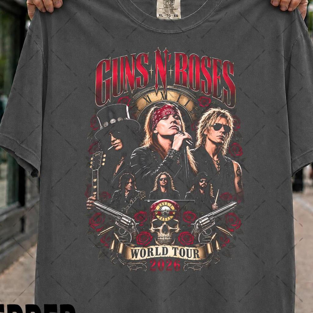 Comfort Colors Guns N Roses World Tour 2026 Shirt, Vintage Rock Band Tee, Concert T-Shirt, Axl Rose Slash Fan Gift