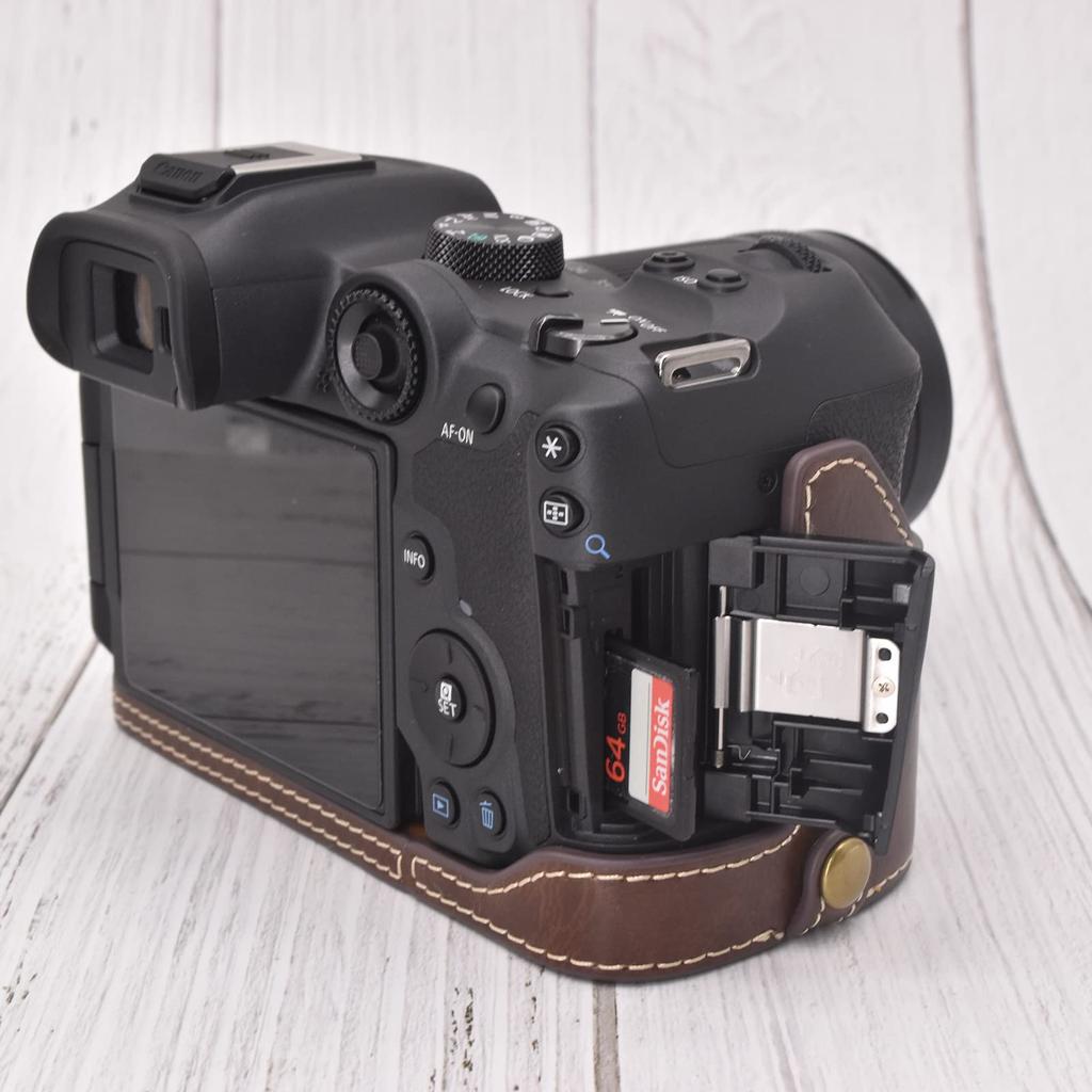 Kinokoo EOS R7 Hülle, Canon EOS R7 Cover, EOS R7 Body Case, PU-Leder, Akkuwechsel, Stativmontagefähig