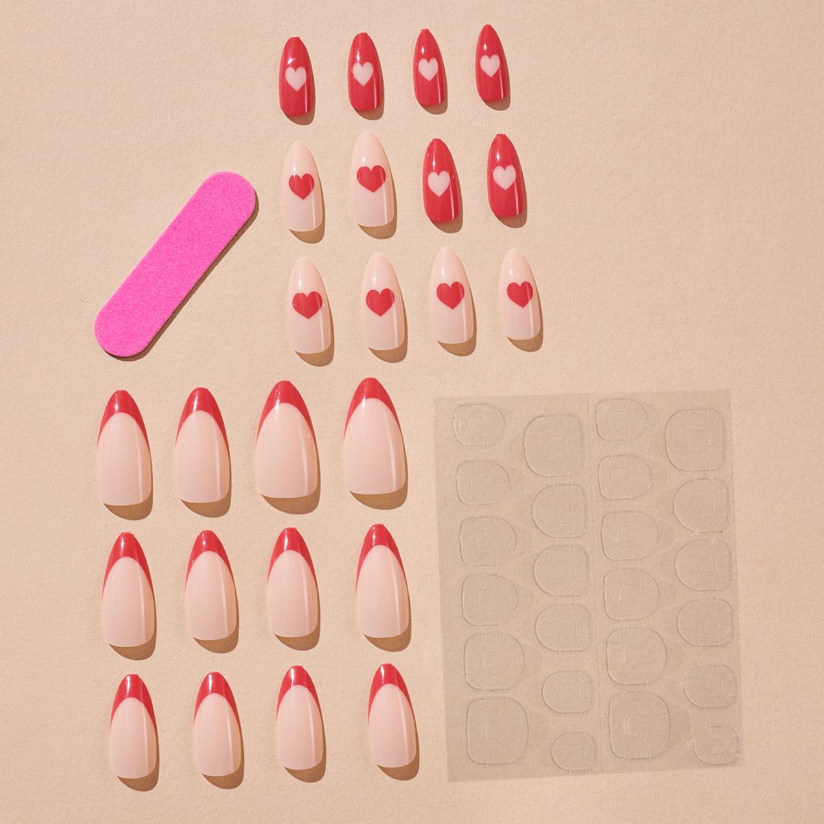 

Cross-Border Ballet Wearable Nail French Heart Detachable Fake Nails