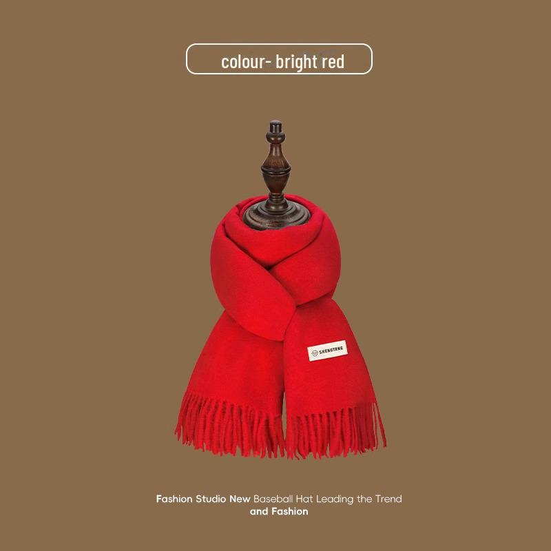 Women's Gray Windproof Imitation Cashmere Scarf - Warm, Thickened, Korean Style Shawl for Autumn and Winter