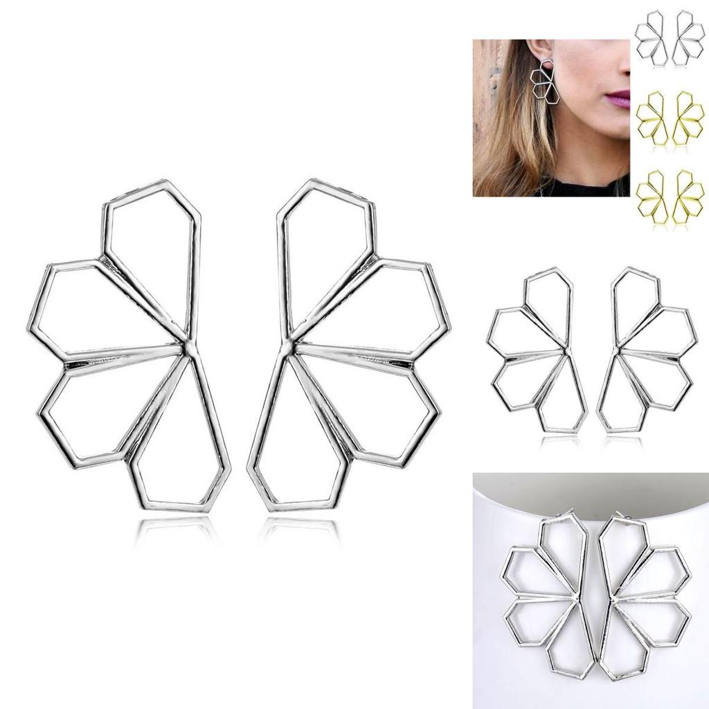 Elegant Geometric Hollow Alloy Earrings Trendy Statement Jewelry For Women