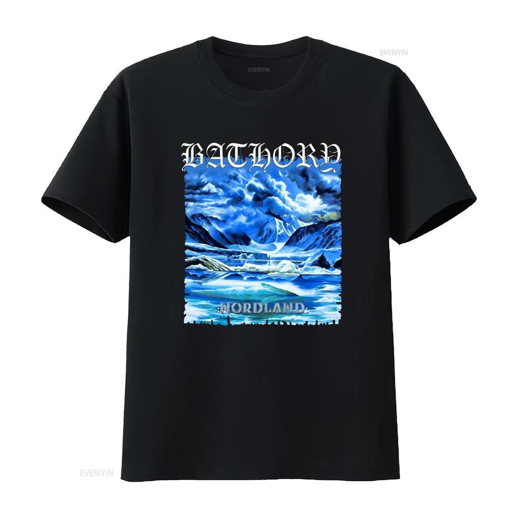 Bathory Cd Cvr Nordland Maglietta Ufficiale Xl Nuova Sotto il Segno Sangue Fuoco Morte vintage Lavata Alla moda Alla moda Leggermente