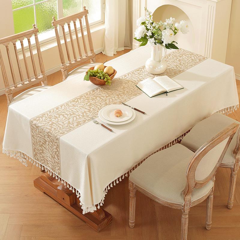 Nordic Light Luxury Tablecloth Imitation Cotton And Linen Fringed Long Dining Table Cloth Coffee Table Christmas Dust Tablecloth Mat